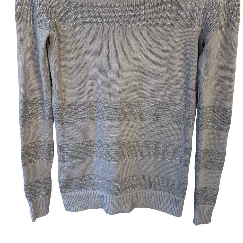 Armani Exchange Light Gray Metallic V-Neck Sweater Size S Minimalist Designer - Picture 14 of 14